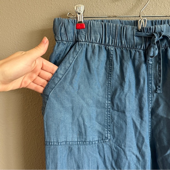 NWT Thread & Supply Chambray Wide Leg Crop Pants Large - Picture 3 of 13